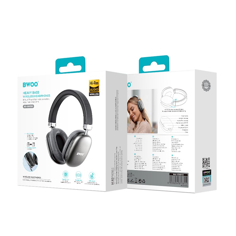 BWOO Casque sans fil BT 5.3 BW-585 gris