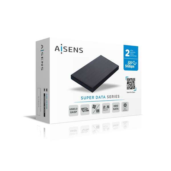 Aisens Boîtier externe 2,5" pour disques durs SATA I - II et III 9,5 mm vers USB