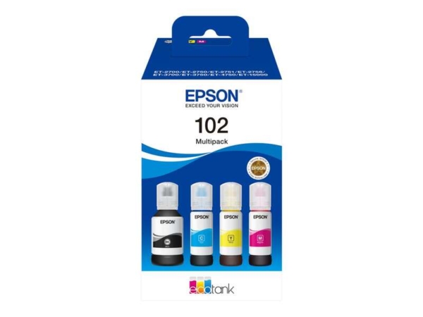 Epson 102 Pack de 4 bouteilles d'encre originales - C13T03R640