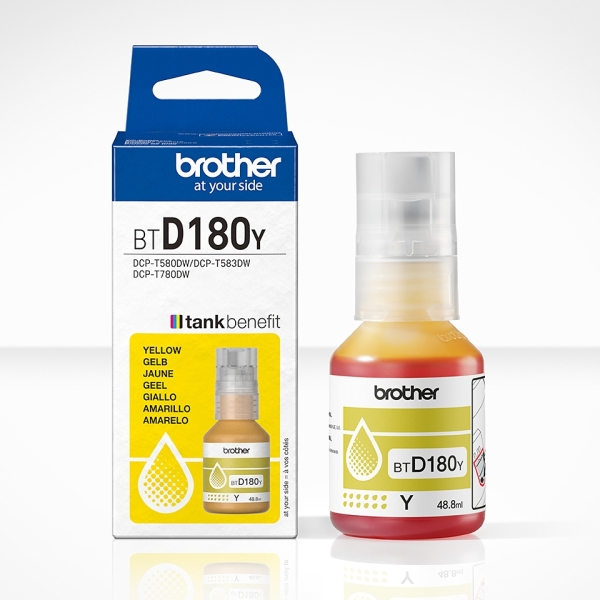 Bouteille d'encre jaune d'origine Brother BTD180Y - BTD180Y